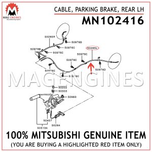 MN102416 MITSUBISHI GENUINE CABLE, PARKING BRAKE, REAR LH