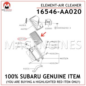 16546-AA020 SUBARU GENUINE ELEMENT-AIR CLEANER 16546AA020