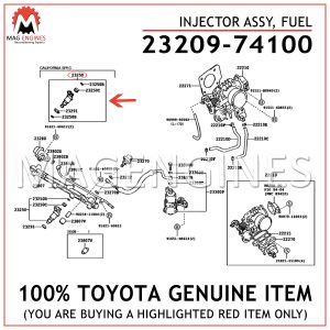 23209-74100 TOYOTA GENUINE INJECTOR ASSY, FUEL 2320974100