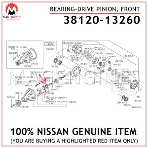 38120-13260 NISSAN GENUINE BEARING-DRIVE PINION, FRONT 3812013260