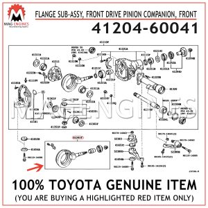 41204-60041 TOYOTA GENUINE FLANGE SUB-ASSY, FRONT DRIVE PINION COMPANION, FRONT 41204-6004141204-60041 TOYOTA GENUINE FLANGE SUB-ASSY, FRONT DRIVE PINION COMPANION, FRONT 41204-60041