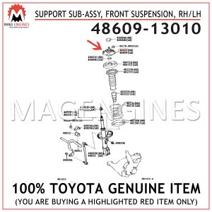 48609-13010 TOYOTA GENUINE SUPPORT SUB-ASSY, FRONT SUSPENSION, RHLH 4860913010