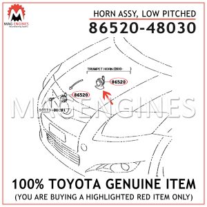 86520-48030 TOYOTA GENUINE HORN ASSY, LOW PITCHED 8652048030