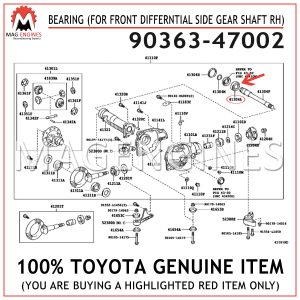 90363-47002 TOYOTA GENUINE BEARING (FOR FRONT DIFFERNTIAL SIDE GEAR SHAFT RH)