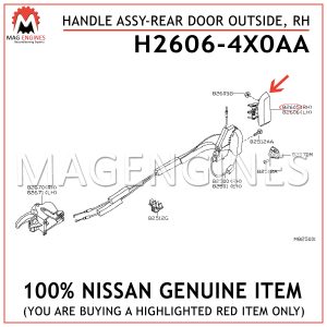 H2606-4X0AA NISSAN GENUINE HANDLE ASSY-REAR DOOR OUTSIDE, RH H26064X0AA