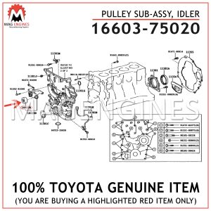 16603-75020 TOYOTA GENUINE PULLEY SUB-ASSY, IDLER 1660375020