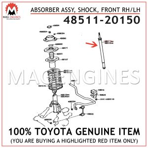48511-20150 TOYOTA GENUINE ABSORBER ASSY, SHOCK, FRONT RHLH 4851120150