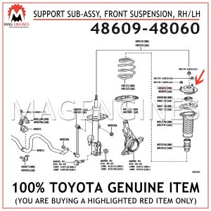 48609-48060 TOYOTA GENUINE SUPPORT SUB-ASSY, FRONT SUSPENSION, RHLH 4860948060