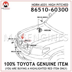 86510-60300 TOYOTA GENUINE HORN ASSY, HIGH PITCHED 8651060300