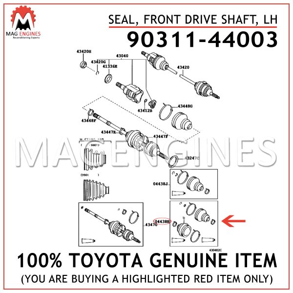 90311-44003 TOYOTA GENUINE OIL SEAL, FRONT DRIVE SHAFT, LH 9031144003