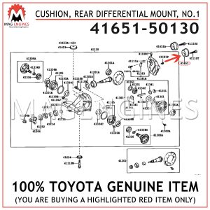 41651-50130 TOYOTA GENUINE CUSHION, REAR DIFFERENTIAL MOUNT, NO.1 4165150130