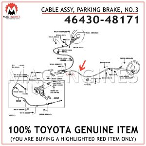 46430-48171 TOYOTA GENUINE CABLE ASSY, PARKING BRAKE, NO.3 4643048171