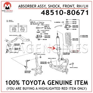 48510-80671 TOYOTA GENUINE ABSORBER ASSY, SHOCK, FRONT, RHLH 4851080671
