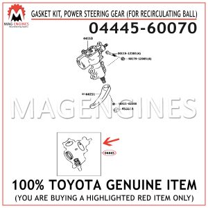 04445-60070 TOYOTA GENUINE GASKET KIT, POWER STEERING GEAR (FOR RECIRCULATING BALL)