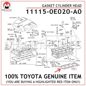 11115-0E020-A0 TOYOTA GENUINE GASKET CYLINDER HEAD 111150E020A0