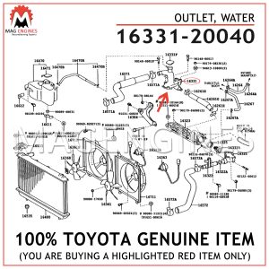16331-20040 TOYOTA GENUINE OUTLET, WATER 1633120040