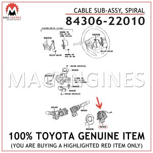 84306-22010 TOYOTA GENUINE CABLE SUB-ASSY, SPIRAL 8430622010