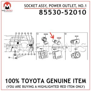 85530-52010 TOYOTA GENUINE SOCKET ASSY, POWER OUTLET, NO.1 8553052010