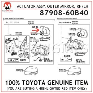 87908-60B40 TOYOTA GENUINE ACTUATOR ASSY, OUTER MIRROR, RHLH 8790860B40
