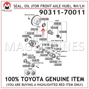 90311-70011 TOYOTA GENUINE SEAL, OIL (FOR FRONT AXLE HUB), RHLH 9031170011