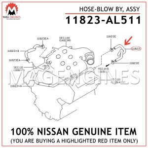 11823-AL511 NISSAN GENUINE HOSE-BLOW BY, ASSY 11823AL511
