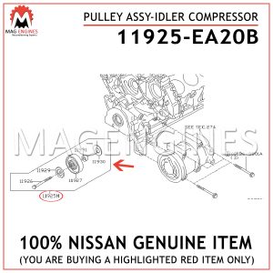 11925-EA20B NISSAN GENUINE PULLEY ASSY-IDLER COMPRESSOR 11925EA20B
