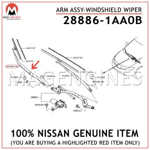 28886-1AA0B NISSAN GENUINE ARM ASSY-WINDSHIELD WIPER 288861AA0B