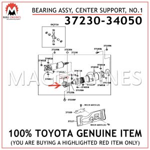 37230-34050 TOYOTA GENUINE BEARING ASSY, CENTER SUPPORT, NO.1 3723034050