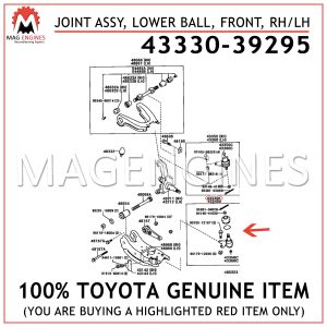 43330-39295 TOYOTA GENUINE JOINT ASSY, LOWER BALL, FRONT, RHLH 4333039295