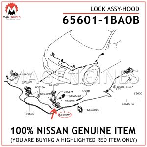 65601-1BA0B NISSAN GENUINE LOCK ASSY-HOOD 656011BA0B