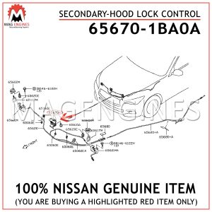 65670-1BA0A NISSAN GENUINE SECONDARY-HOOD LOCK CONTROL 656701BA0A