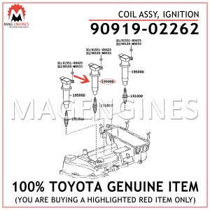 90919-02262 TOYOTA GENUINE COIL ASSY, IGNITION 9091902262