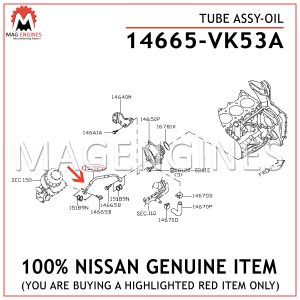 14665-VK53A NISSAN GENUINE TUBE ASSY-OIL 14665VK53A
