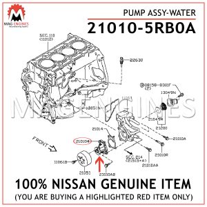 21010-5RB0A NISSAN GENUINE PUMP ASSY-WATER 210105RB0A