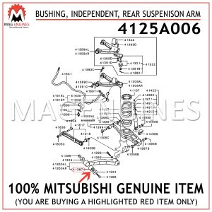 4125A006 MITSUBISHI GENUINE BUSHING, INDEPENDENT, REAR SUSPENISON ARM