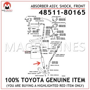 48511-80165 TOYOTA GENUINE ABSORBER ASSY, SHOCK, FRONT 4851180165