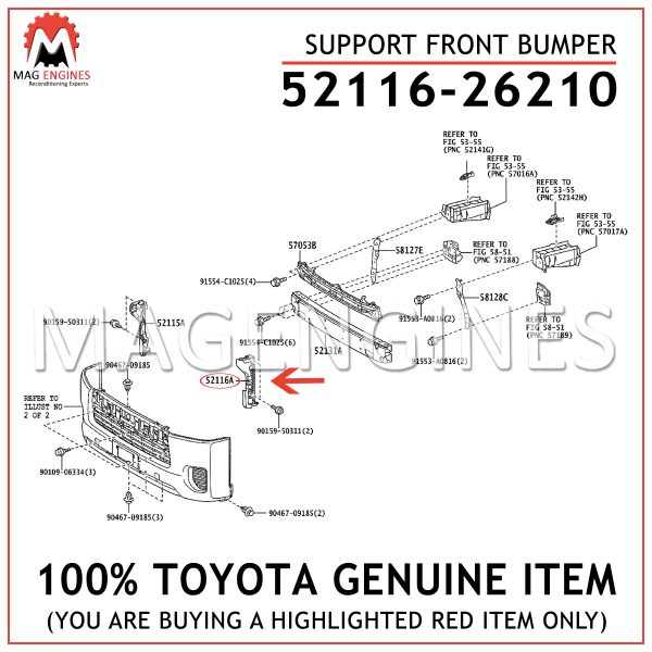 52116-26210 TOYOTA GENUINE SUPPORT FRONT BUMPER 5211626210