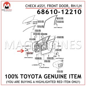68610-12210 TOYOTA GENUINE CHECK ASSY, FRONT DOOR, RHLH 6861012210