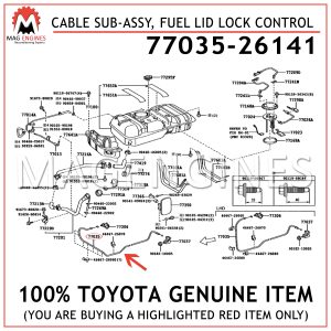 77035-26141 TOYOTA GENUINE CABLE SUB-ASSY, FUEL LID LOCK CONTROL 7703526141