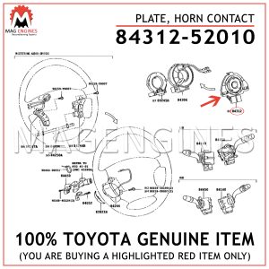 84312-52010 TOYOTA GENUINE PLATE, HORN CONTACT 8431252010