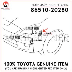 86510-20280 TOYOTA GENUINE HORN ASSY, HIGH PITCHED 8651020280