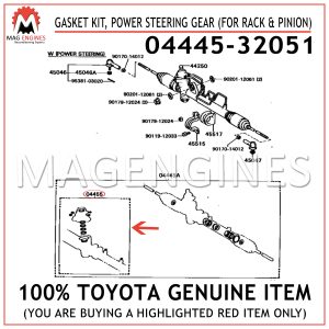 04445-32051 TOYOTA GENUINE GASKET KIT, POWER STEERING GEAR (FOR RACK & PINION)