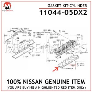 11044-05DX2 NISSAN GENUINE GASKET KIT-CYLINDER 1104405DX2