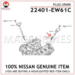 22401-EW61C NISSAN GENUINE PLUG-SPARK 22401EW61C