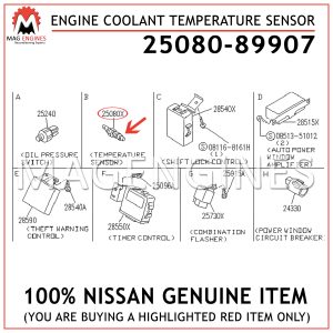 25080-89907 NISSAN GENUINE ENGINE COOLANT TEMPERATURE SENSOR 2508089907