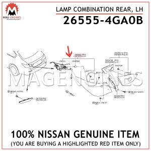 26555-4GA0B NISSAN GENUINE LAMP COMBINATION REAR, LH 265554GA0B