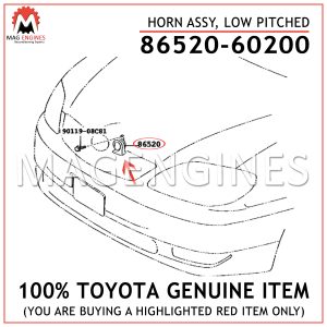86520-60200 TOYOTA GENUINE HORN ASSY, LOW PITCHED 8652060200