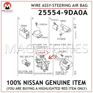 25554-9DA0A NISSAN GENUINE WIRE ASSY-STEERING AIR BAG 255549DA0A