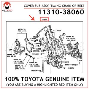 11310-38060 TOYOTA GENUINE COVER SUB-ASSY, TIMING CHAIN OR BELT 3UR-FE 1131038060